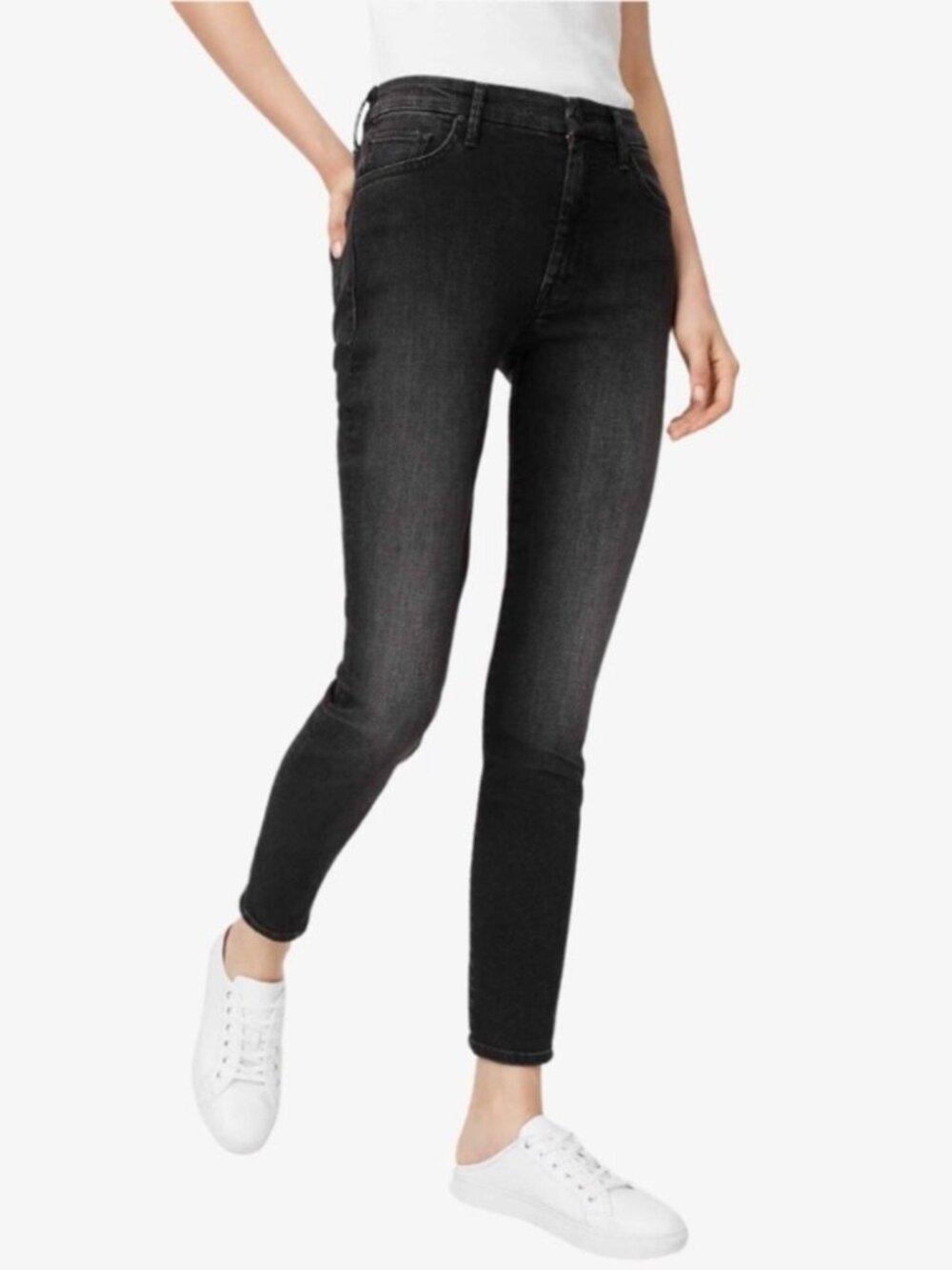 MOTHER High Waisted Looker Jeans Size 28 Black Hawk Wash Stretch Denim